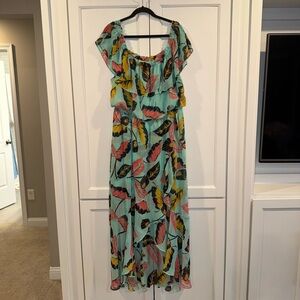 Express Green Ruffled Tiered Maxi Sundress